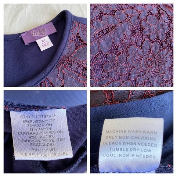 Truly Poppy Stitch Fix Lace Overlay Top Blouse - Picture 13 of 14